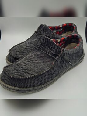 Hey Dude (Wally Sox) Black Knit Slip-On Loafers - Size 12